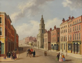 Église Saint-Nicolas et rue Foregate, Worcester, c.1850